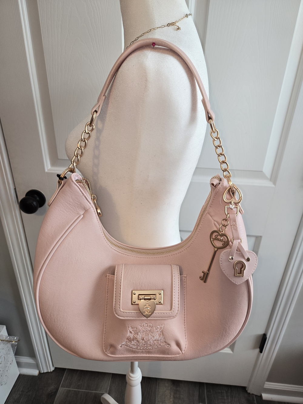 Juicy Couture Blush Pink Shoulder Bag with Gold Hardware